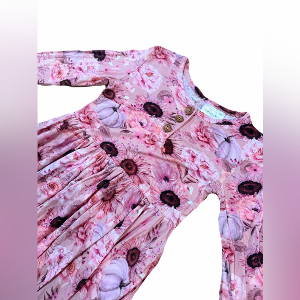 Posh Peanut Liliana Long Sleeve Henley Twirl Dress size 8 bamboo dress , floral - Picture 3 of 5